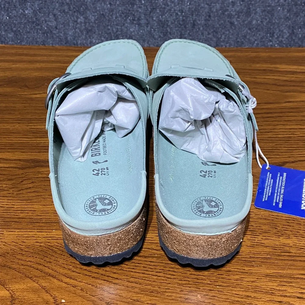 Birkenstock Buckley Matcha‎ Nubuck Leather Moccasin Clogs 1024033 EU42 M9 W11